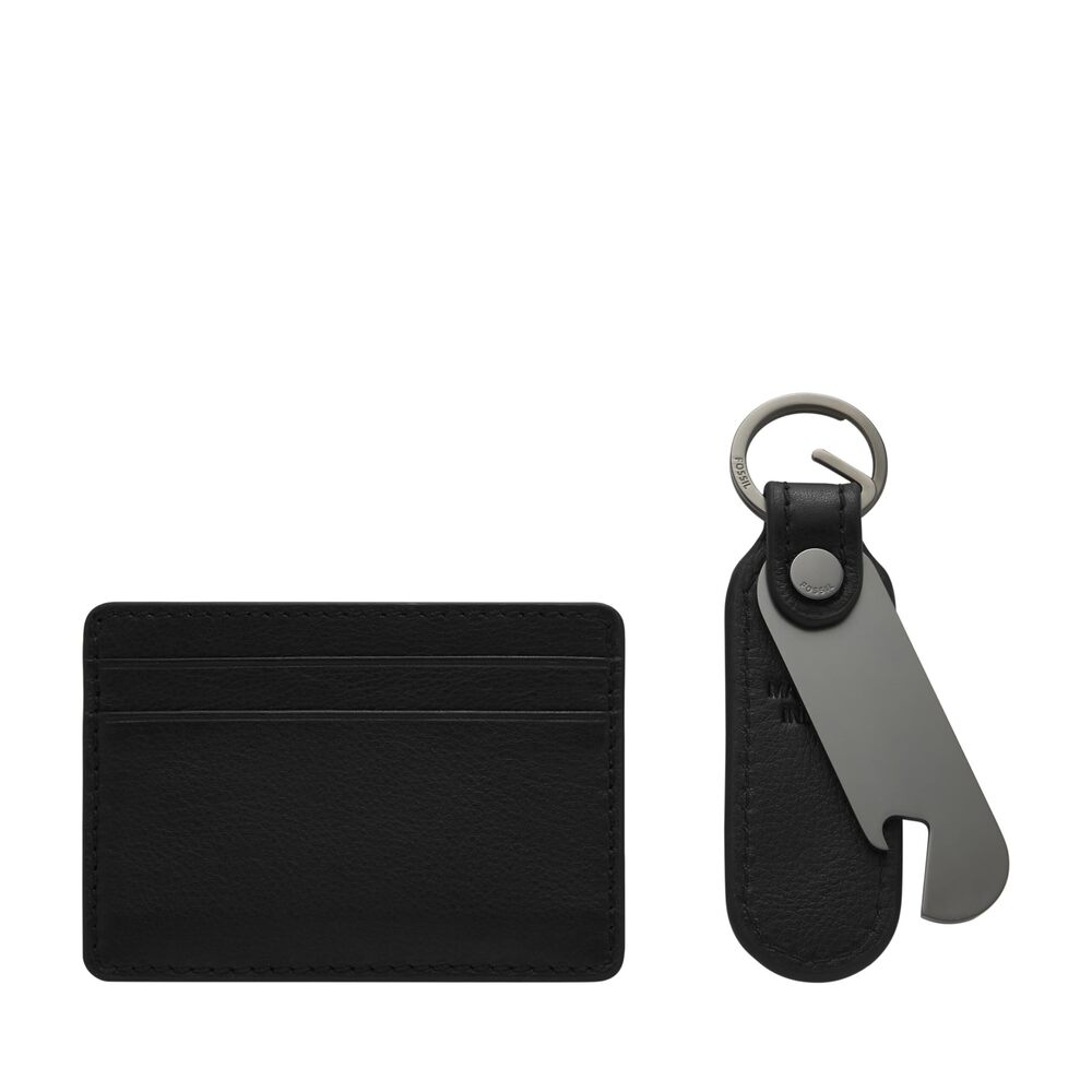 3863 Wallet, Black Card Case & Keyfob Gift Set, One Size